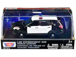 2015 Ford Police Interceptor Utility Plain Black and White 1/43 Diecast Model Car by Motormax