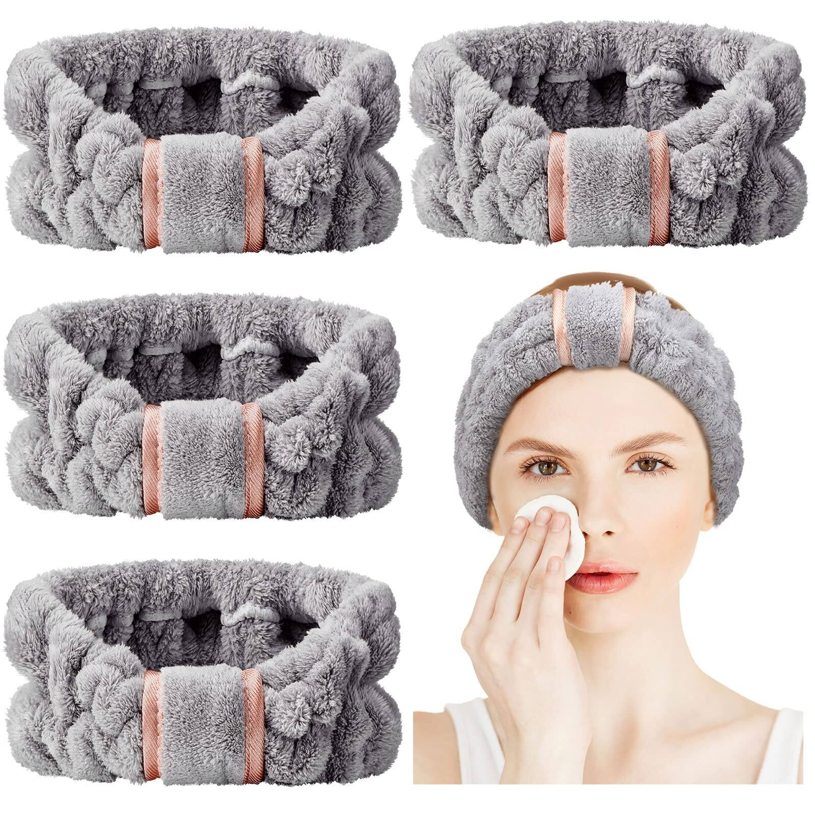 Front. Stylel Star - 4 Pack Microfiber Headbands Spa Facial Makeup Head Bands Elastic Terry Cloth Wrap For Women Washing Face Shower... - Gray.
