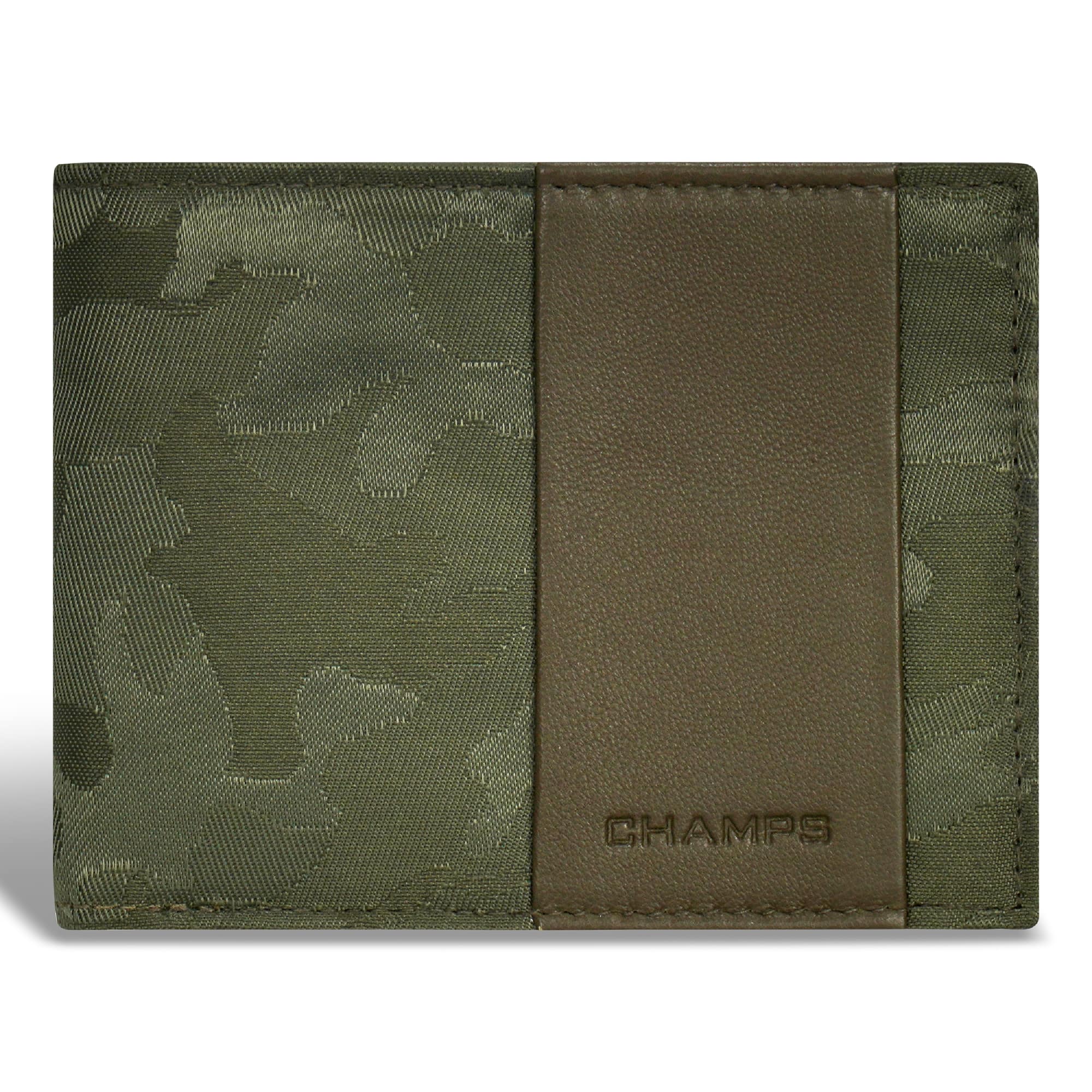 Front. Champs - Camo Collection Leather Top Wing Wallet - Green.