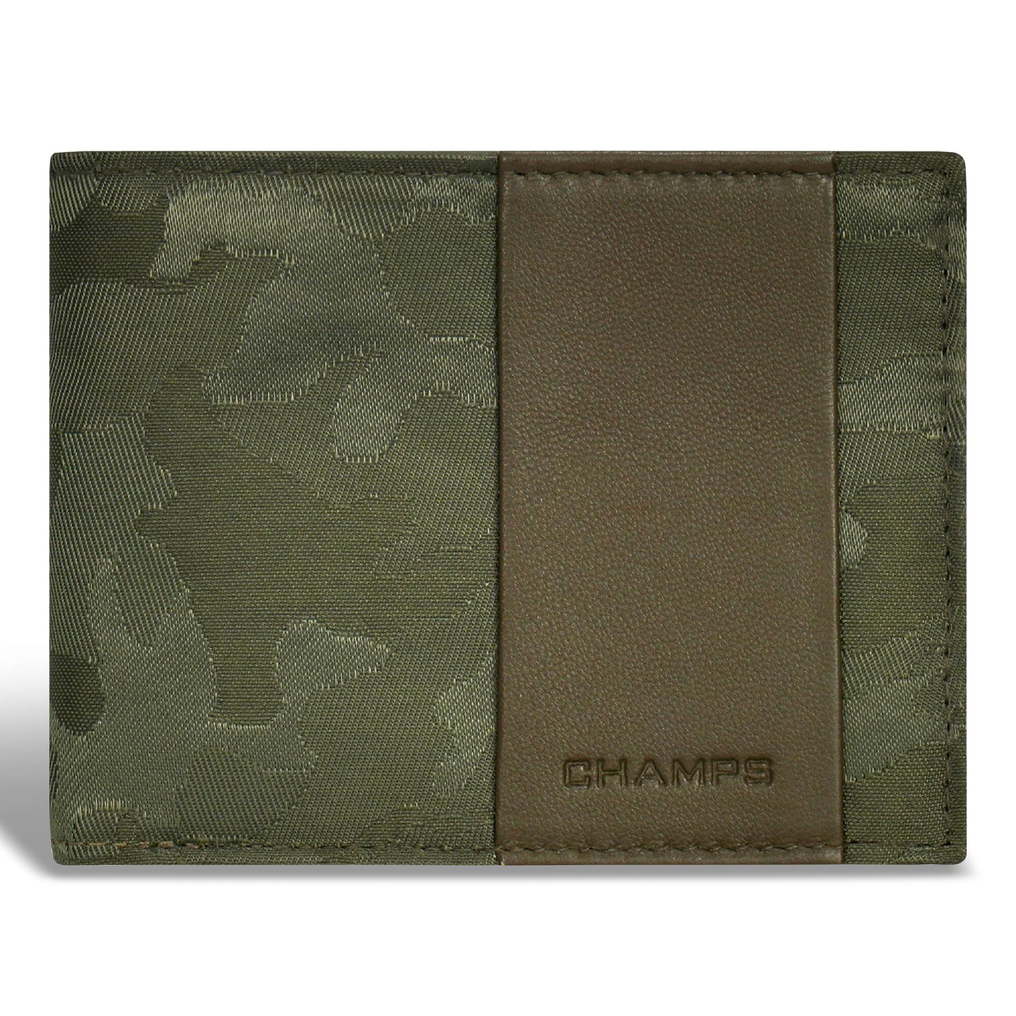 Front. Champs - Camo Collection Leather Top Wing Wallet - Green.