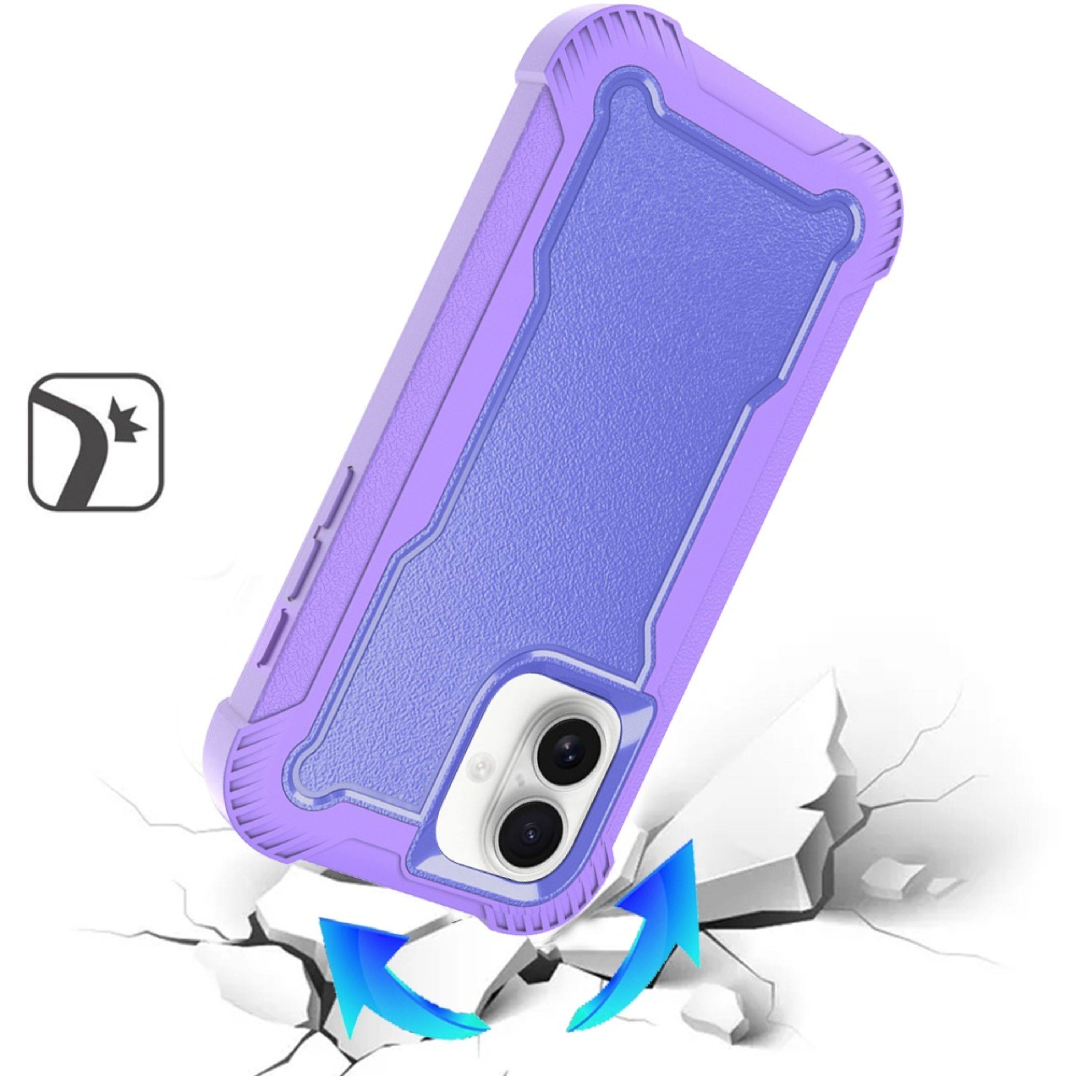 Left. Kitcheniva - Thick Shockproof Protective Case With Tempered Glass For iPhone 16 Purple - Purple.