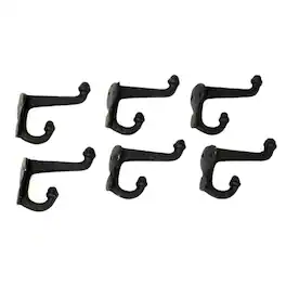 BreeBe - Cast Iron Double Acorn Hook Set of 6 - Black