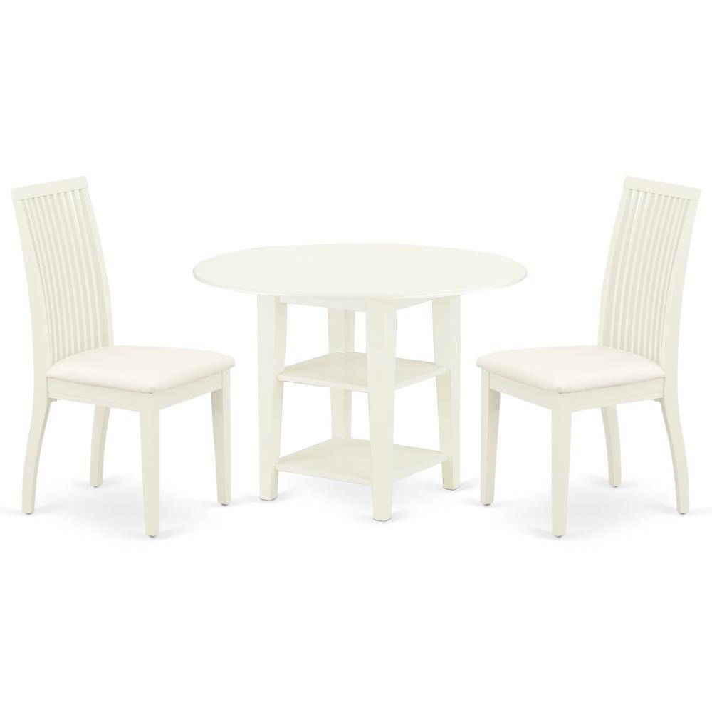 Back. East West Furniture - Dining Room Set Linen White - Brown.