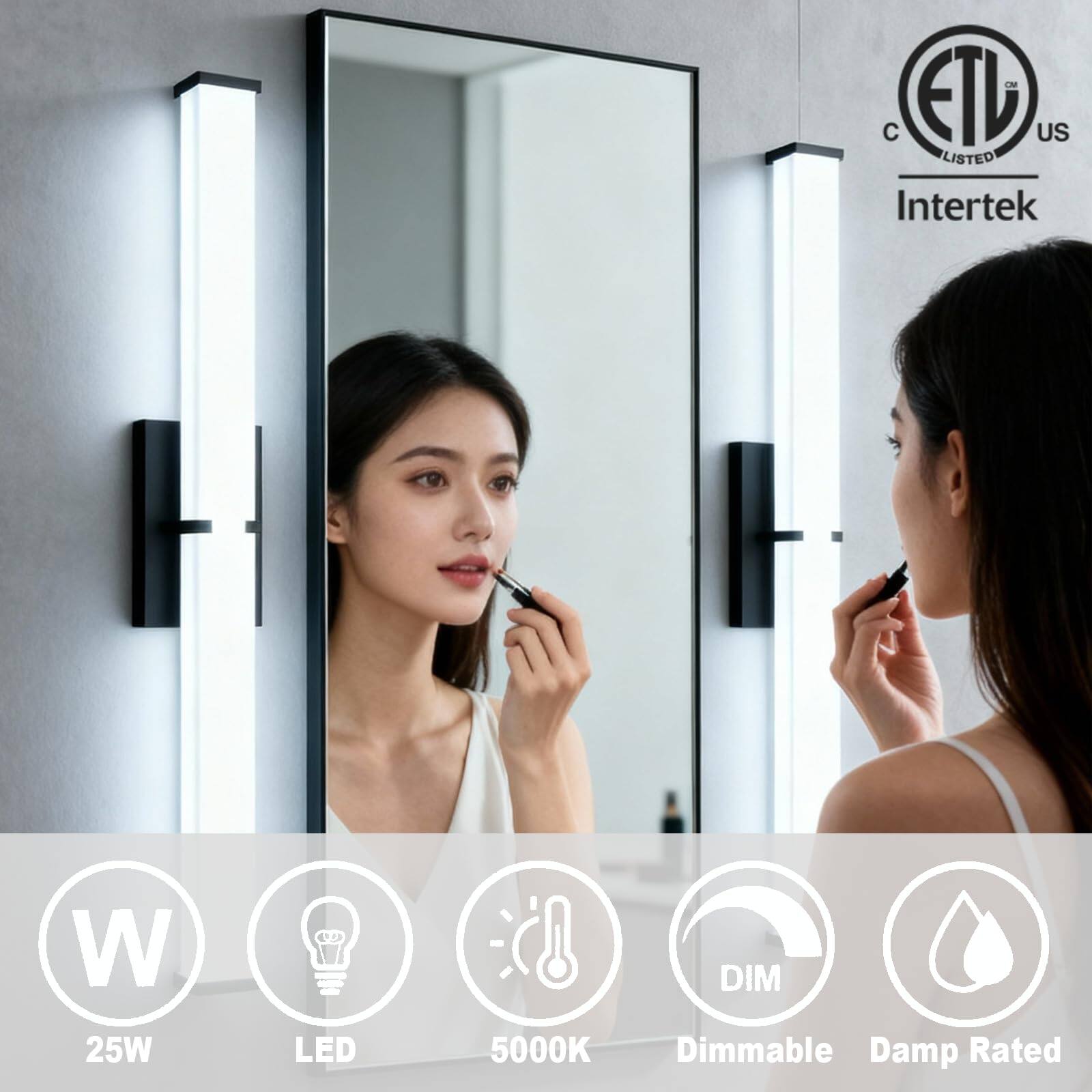 - ETL Listed
- Intertek
- 25W
- LED
- 5000K
- Dimmable
- Damp Rated