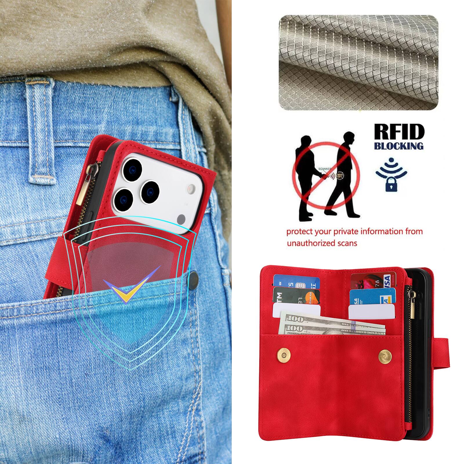 RFID BLOCKING  
protect your private information from unauthorized scans  

M 5 LE - h 78 SA S 00 100 CN