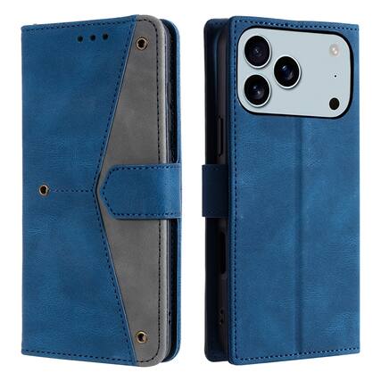 Front. Dteck - Wallet Case for Apple iPhone 17 Pro Max,Vintage PU Leather Flip Card Holder Kickstand Magnetic Closure Phone Cover - Blue.