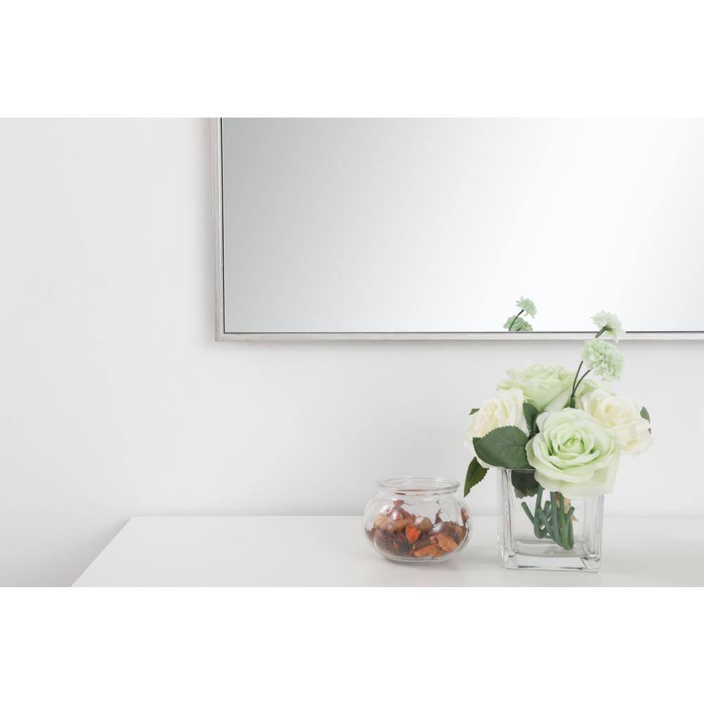 Back. Elegant Decor - Metal frame rectangle mirror 30 inch in silver - Silver.