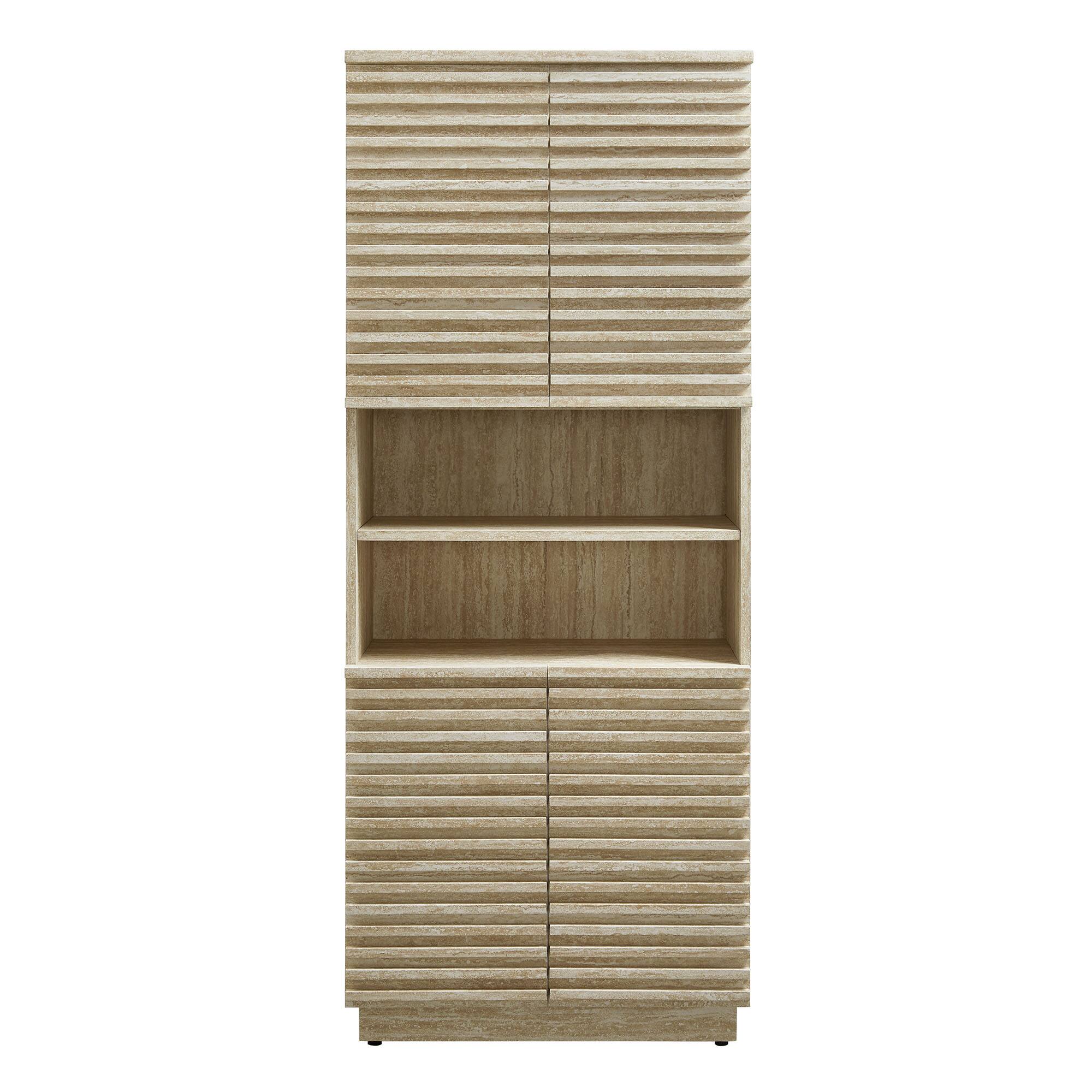 Alt View 4. Modway - Render Tall Faux Travertine Linen Storage Cabinet by Modway - Travertine.