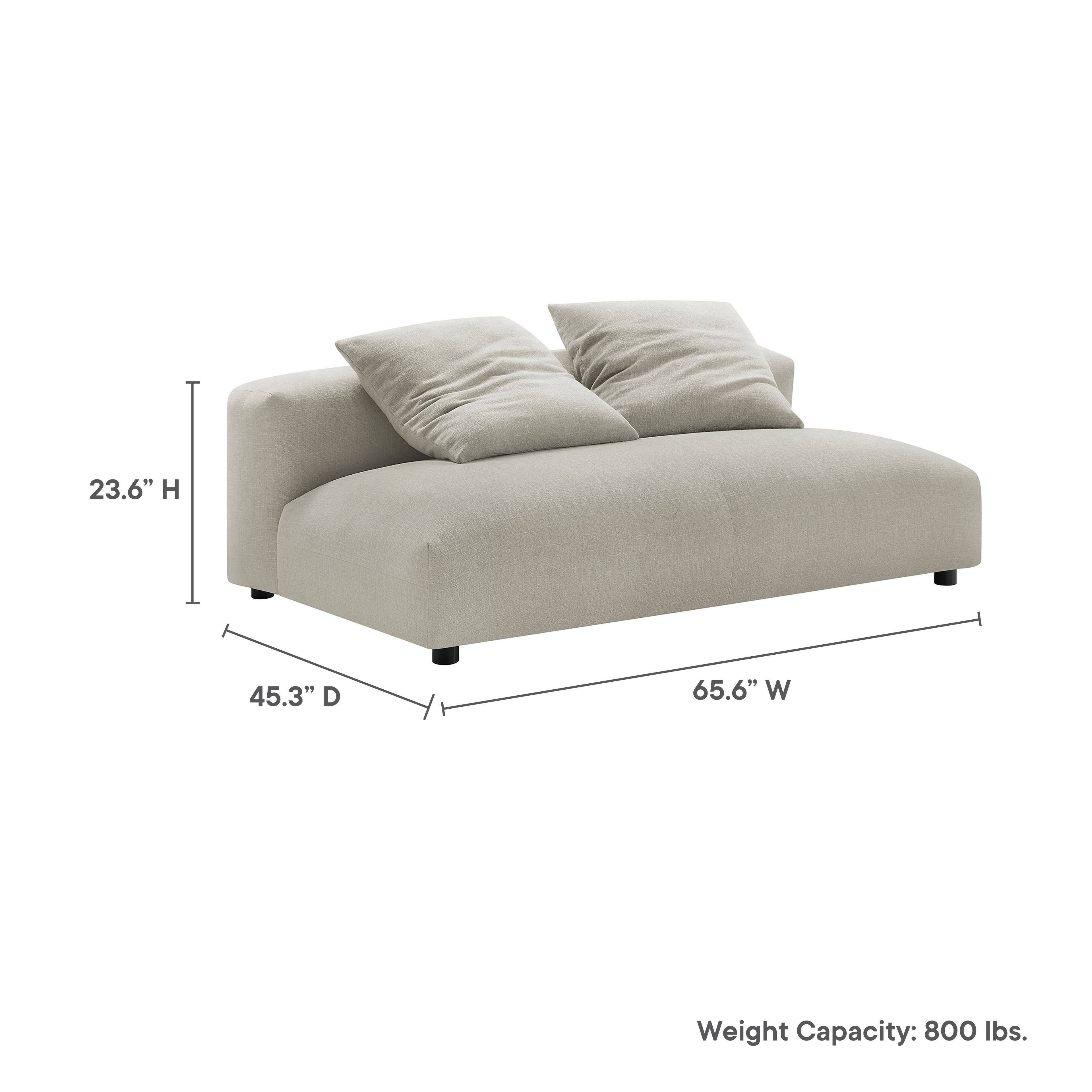 23.6" H 45.3" D 65.6" W  
Weight Capacity: 800 lbs.