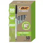 BIC ECOLOUTIONS
50 COUNT
BLACK INK
MEDIUM POINT
RECYCLED PLASTIC
97% RECYCLED PLASTIC
97% RECYCLED EXCLUDING INK CARTRIDGE
LONG-LASTING Ball Pens
50 BLACK INK