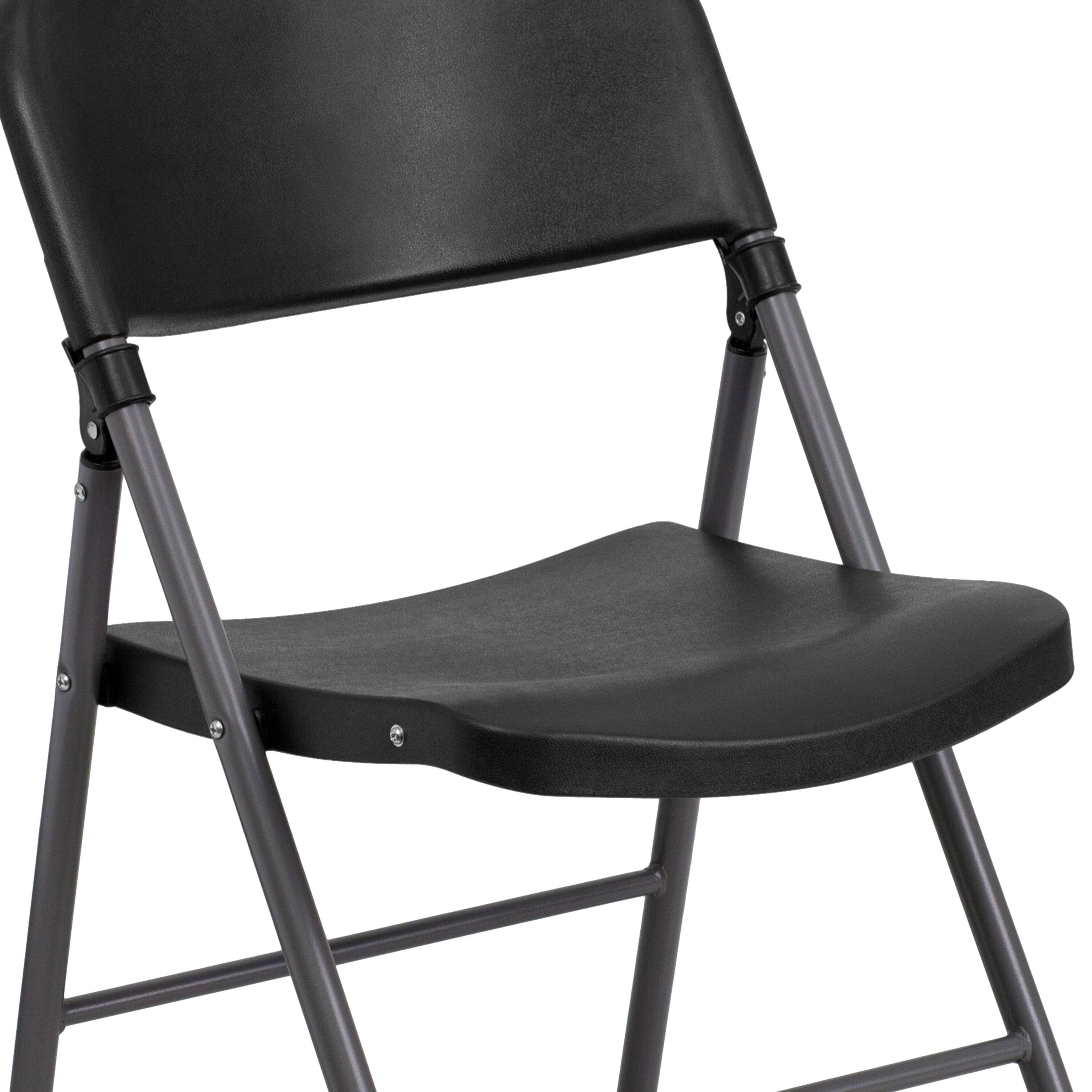 Alt View 9. Emma + Oliver - Missy Set of 6 330 lb. Capacity Plastic Folding Chairs with Charcoal Frame - Black.