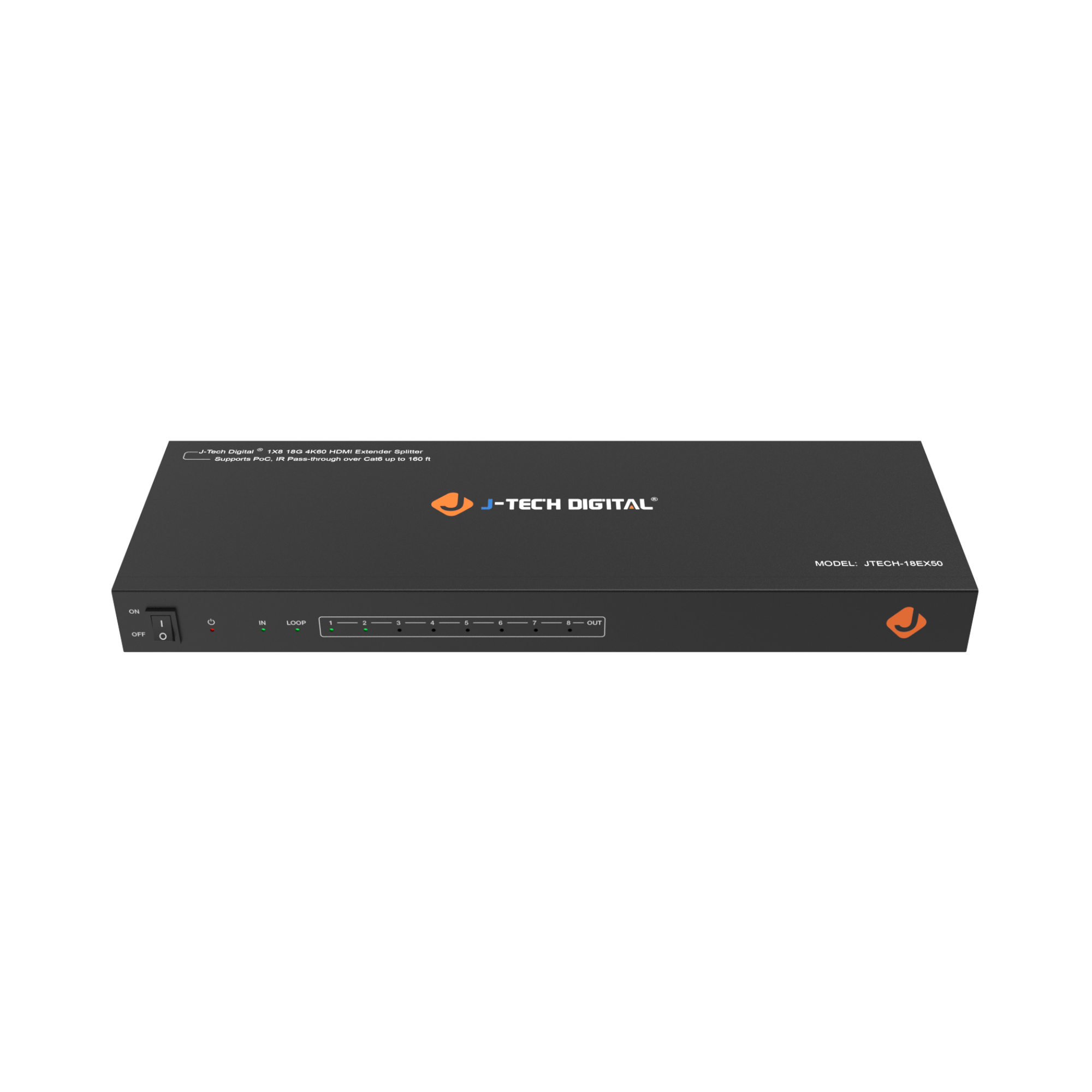 J Tech Digital 4K 60Hz 1x8 HDMI Splitter Extender Over Ethernet w