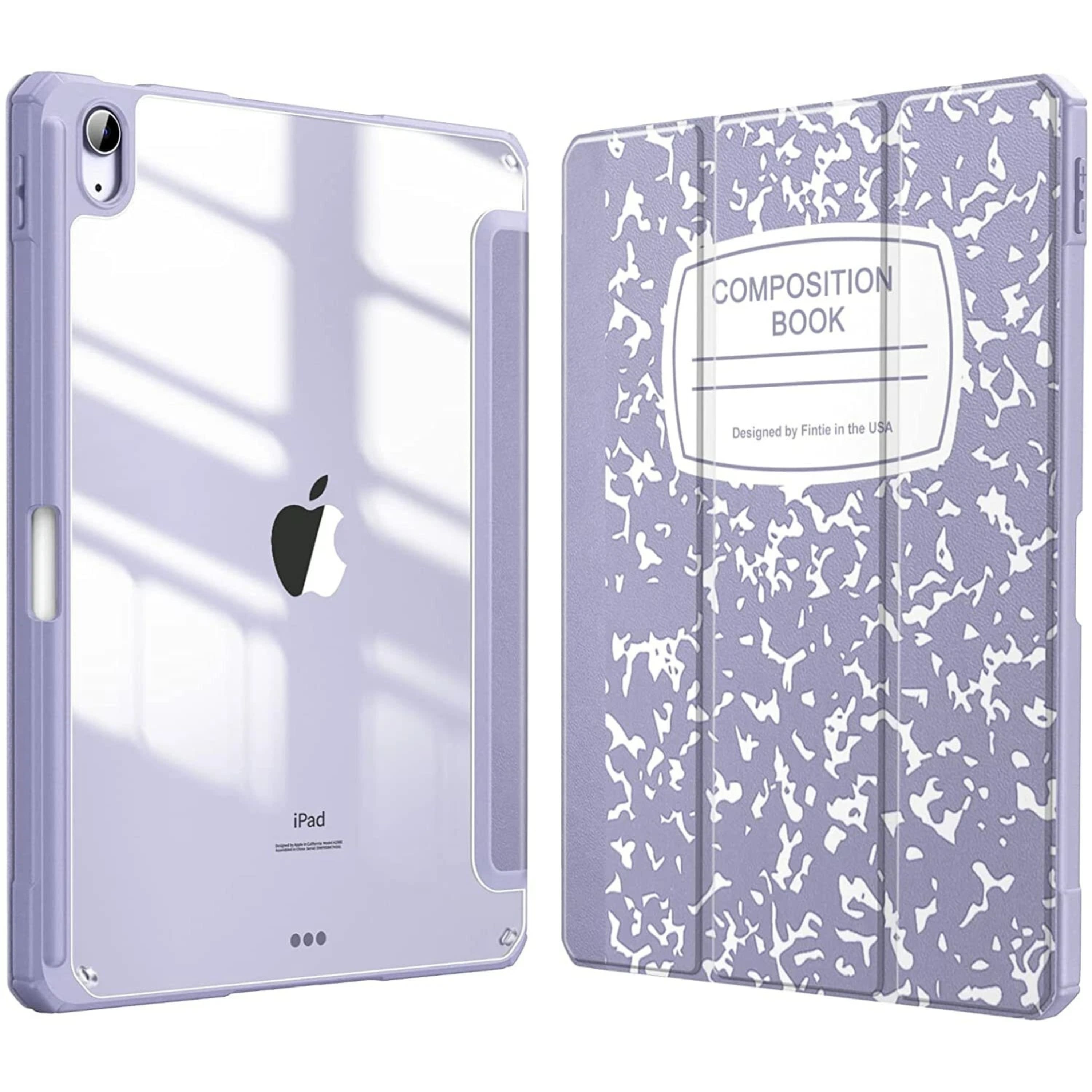 Kitcheniva - Shockproof Hybrid Slim Case For iPad Air 11 Inch M2 2024 With Pencil Holder Lilac And White - Purple and White