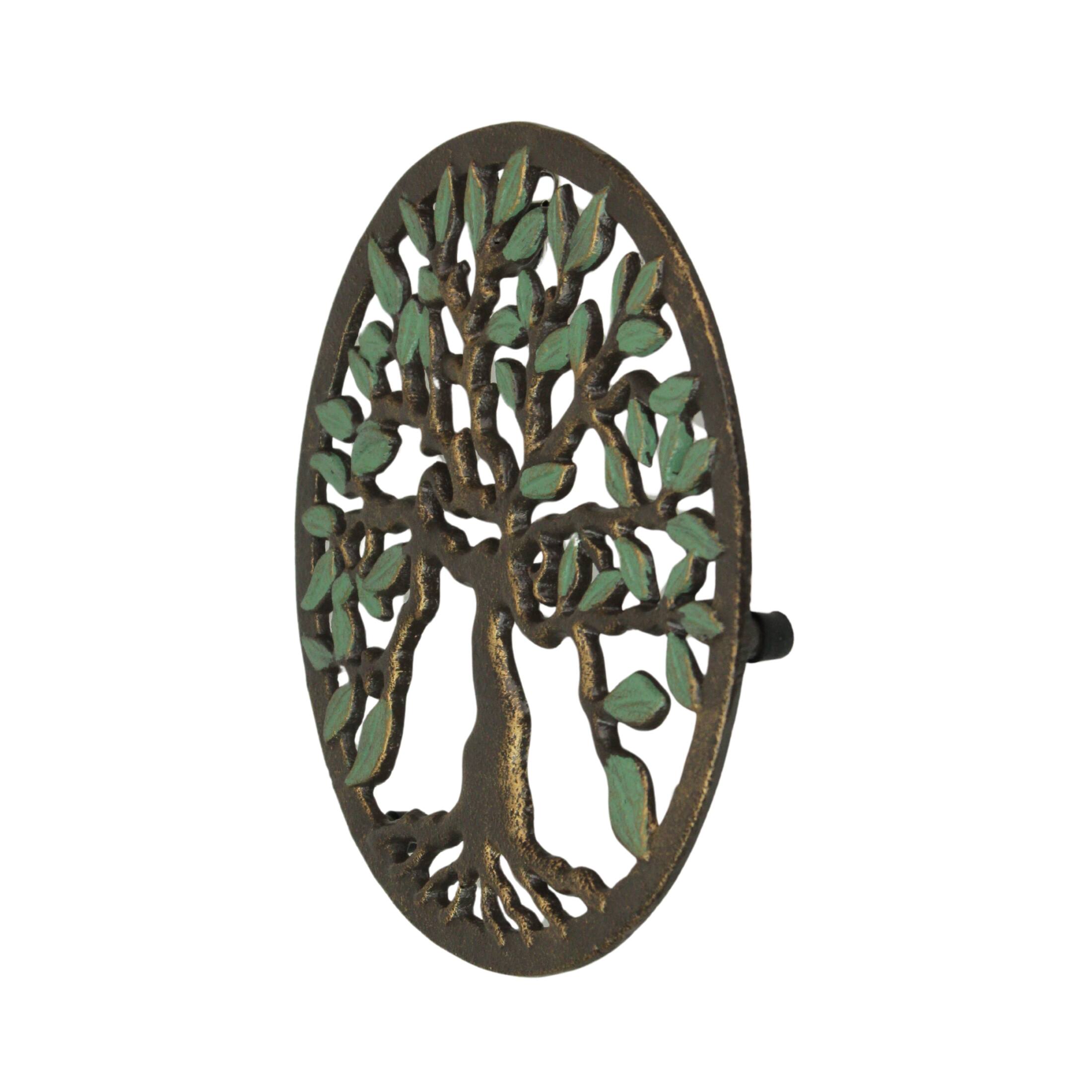 Alt View 2. Zeckos - Cast Iron Tree of Life Trivet – Gold Finish, 7.75", Heat-Resistant, Wall Art - Multicolored.