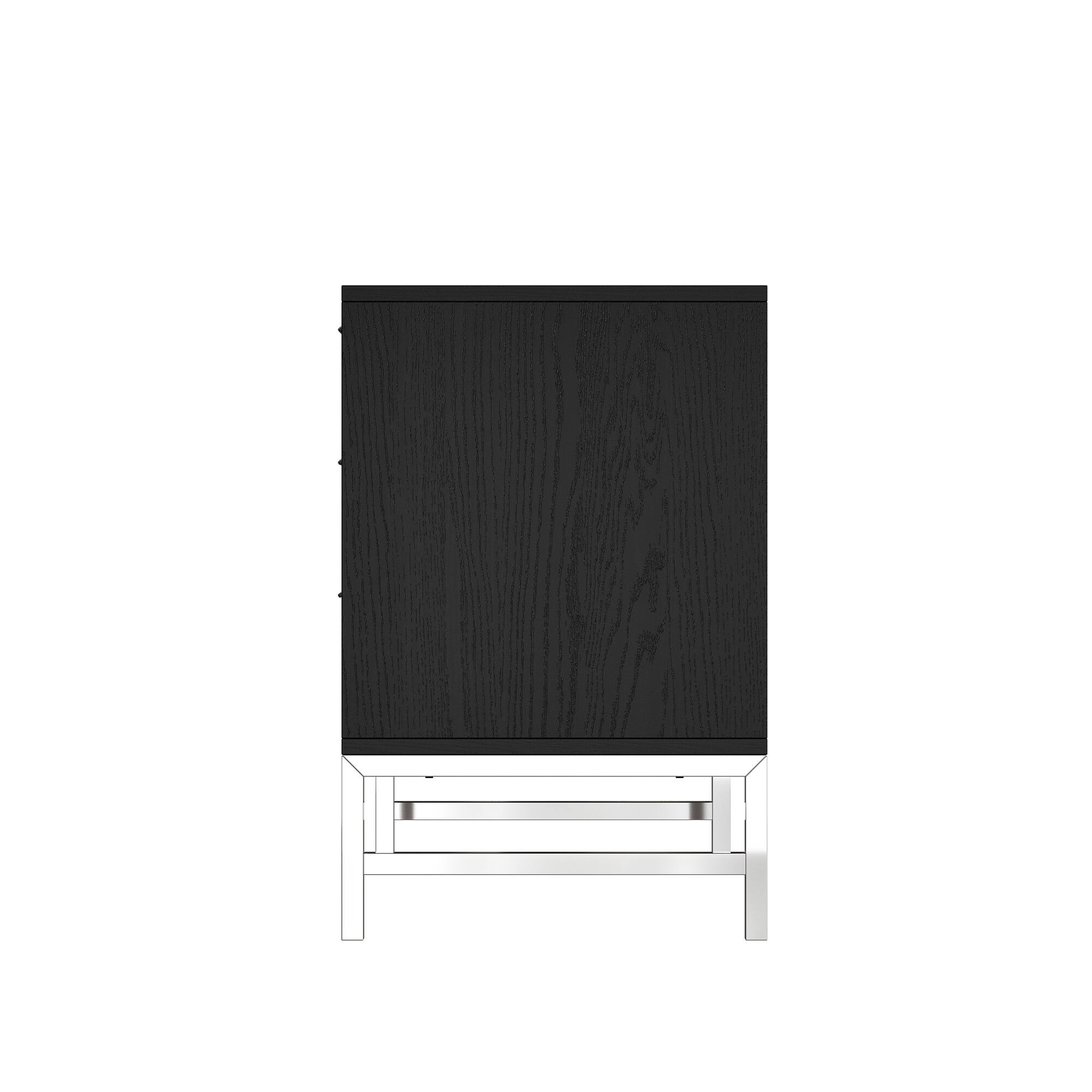 Left. Famapy - Famapy Bedside Table 3 Drawers Dresser Elevate Bedroom Style with Functional Flair - Black.