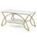 Front. Costway - Coffee Table Modern Marble 2-Tier Coffee Table Gold Rectangle for Living Room - White and Gold.