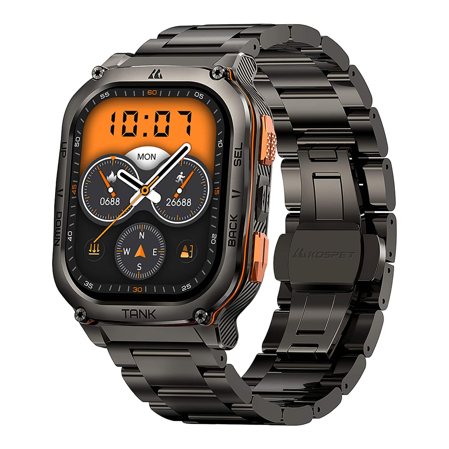 KOSPET - P-MUS002-B TANK M3 Ultra Special Edition 1.96-In.-AMOLED GPS Smartwatch with Stainless Steel Band (Black) - Black - (2025)