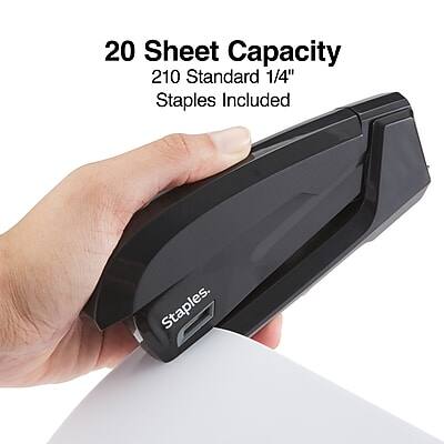 20 Sheet Capacity  
210 Standard 1/4" Staples Included