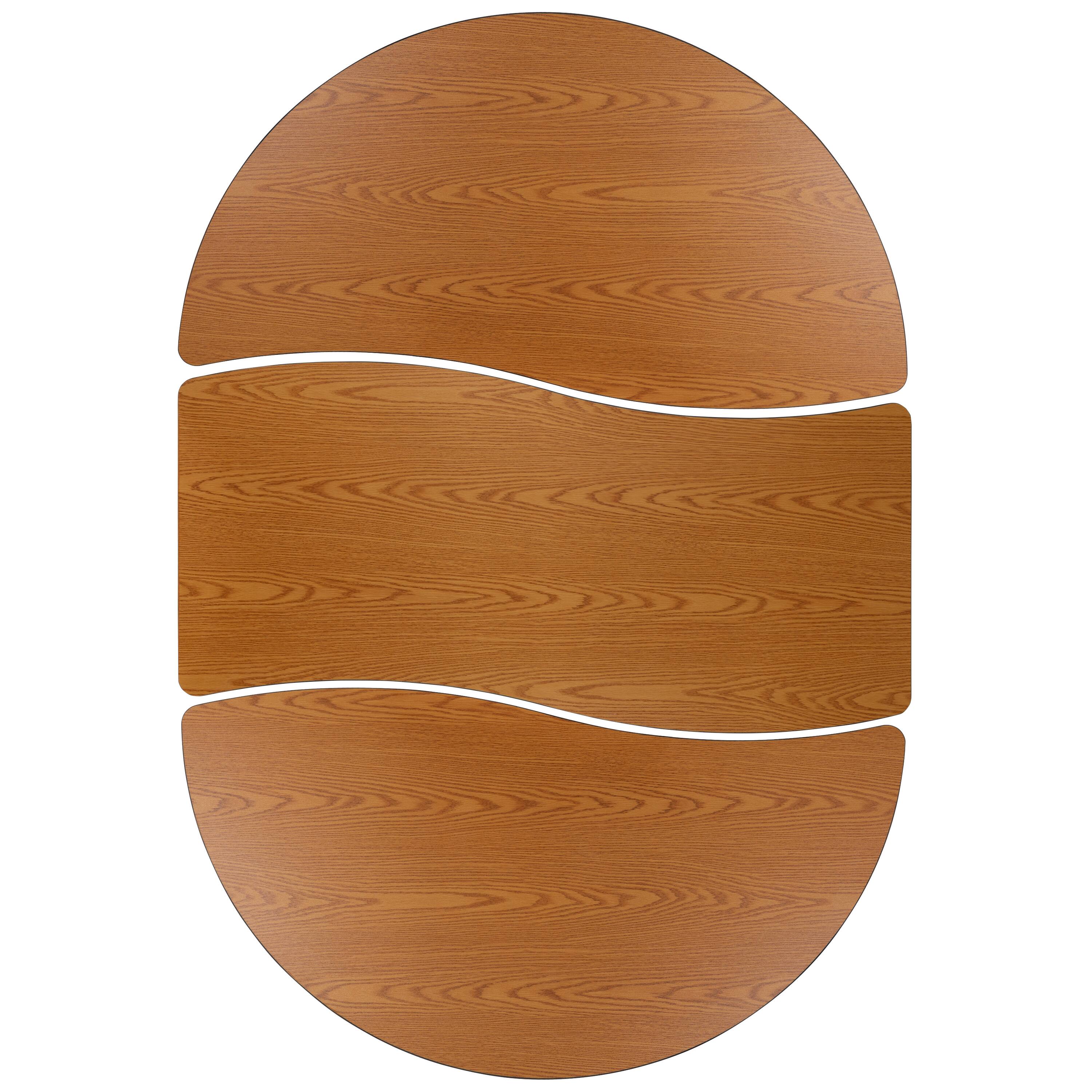 Alt View 7. Emma + Oliver - 3 Piece 86" Oval Wave Collaborative Grey Adjustable Activity Table Set - Oak.