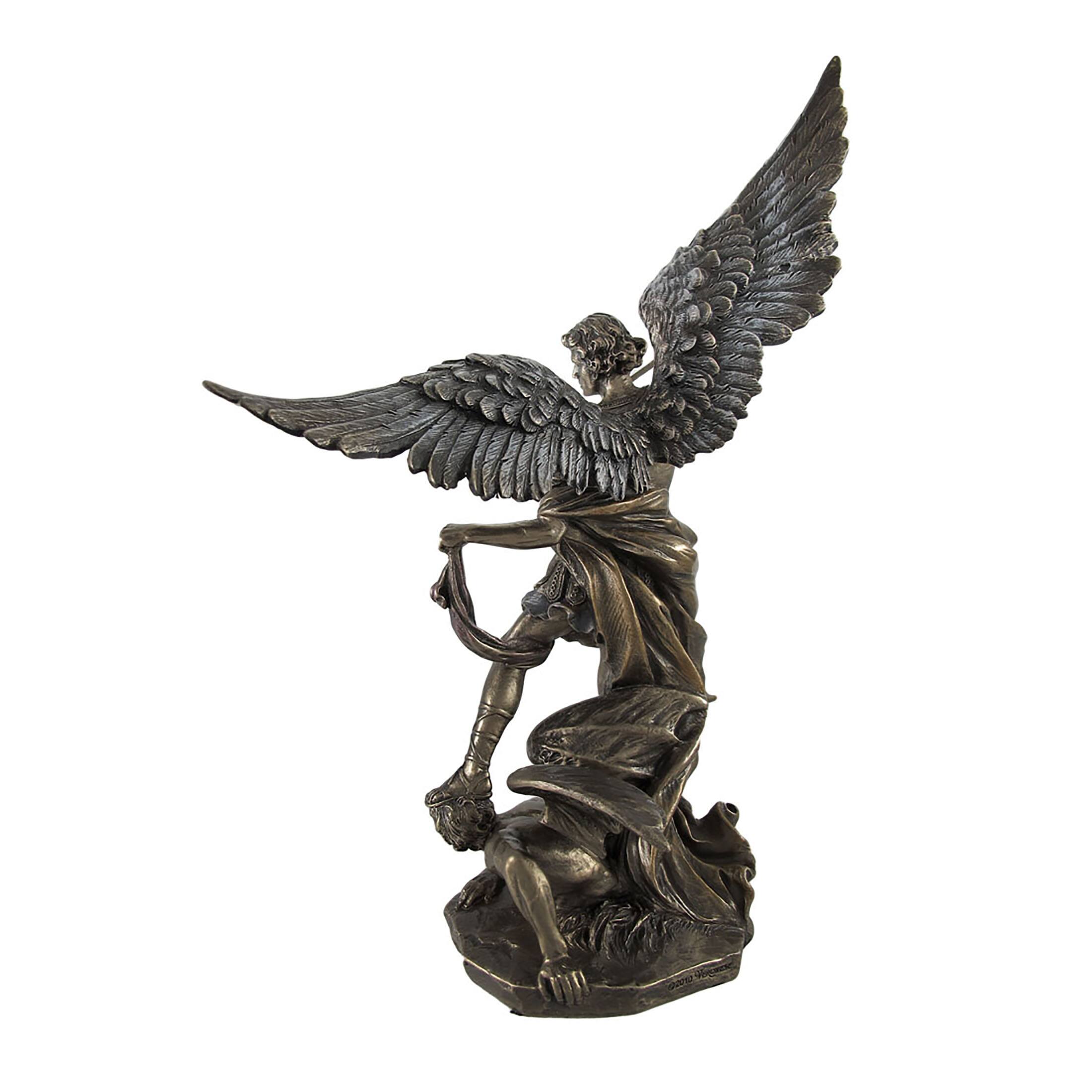 Alt View 3. Veronese Design - Bronzed St. Michael Defeating Lucifer Statue 10 In. - Bronze.