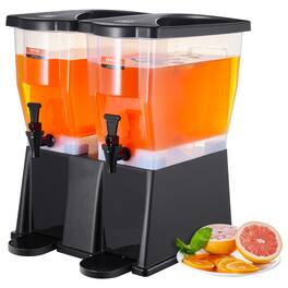 VEVOR - Beverage Dispenser, 3 Gallon x 2 Drink Dispensers for Parties, Plastic Juice Dispenser with Stand Spigot Lid - Black