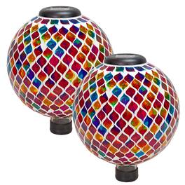 Sunnydaze - 2 Gazing Balls with Solar Light - 10 in - Summer Trellis