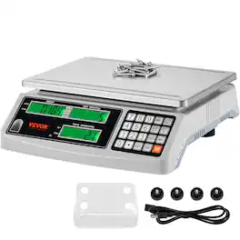 VEVOR - Industrial Counting Scale, 30 kg x 1 g, Digital Scale for Parts and Coins, g/kg/lb Units - Light Gray
