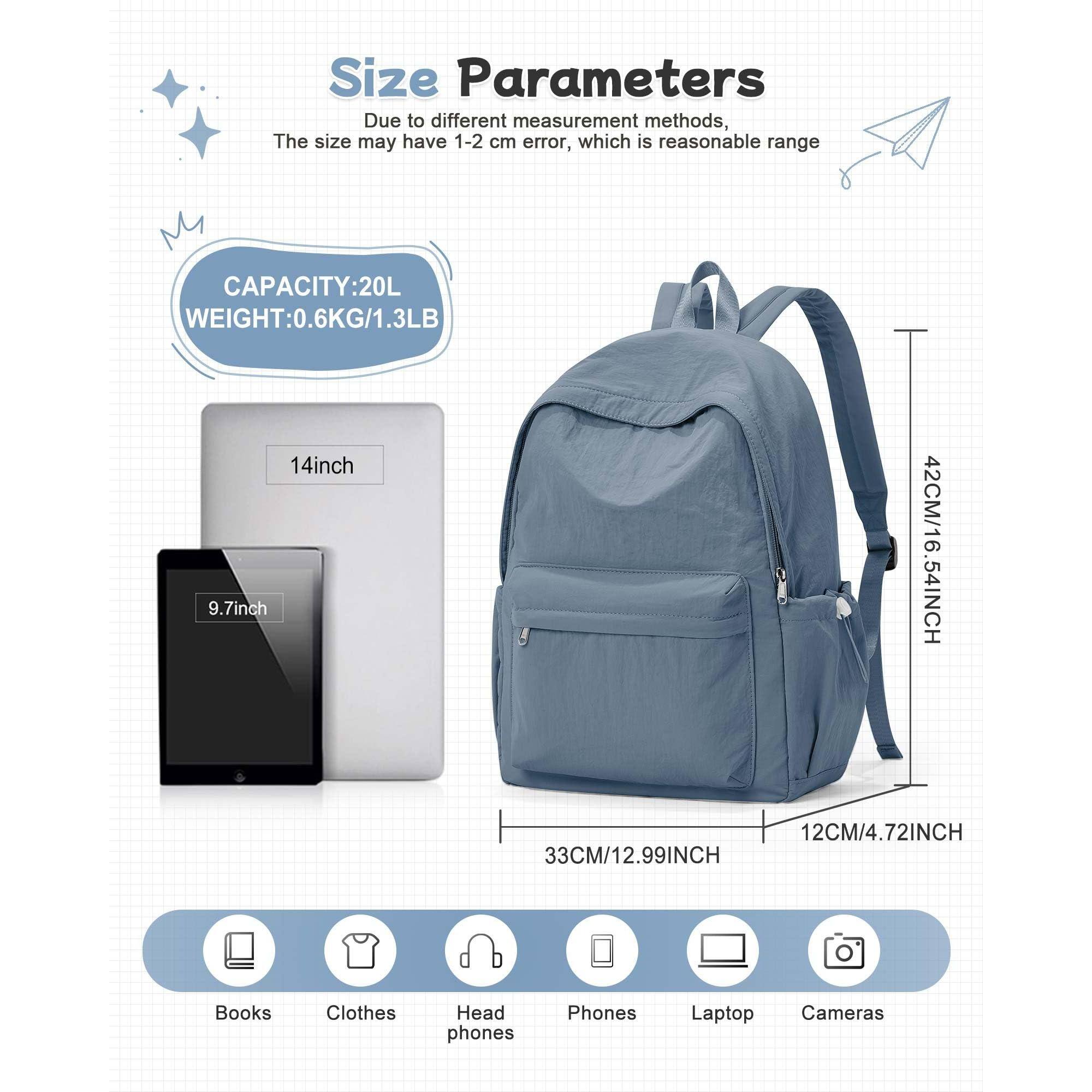 Pacoar Cade Blue Backpack For School Women Waterproof Bookbag Cute High ...