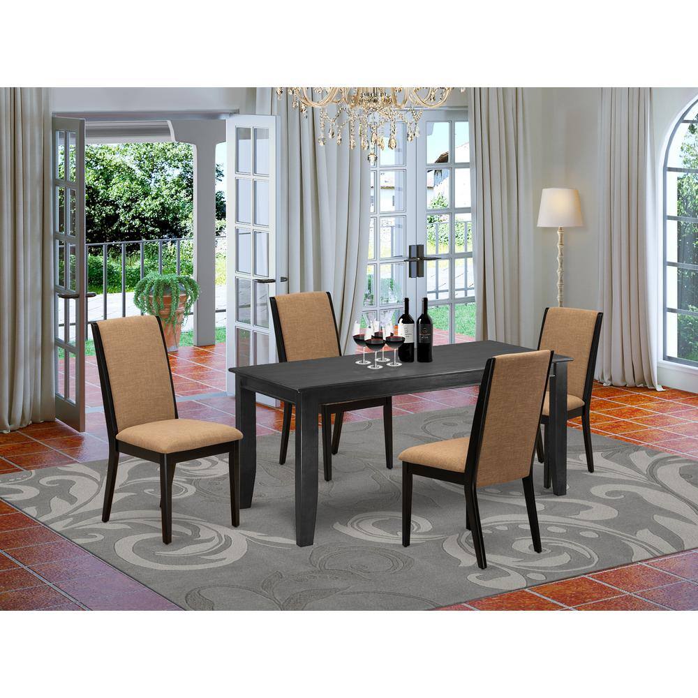 Left. East West Furniture - Dining Room Set Black - Brown.