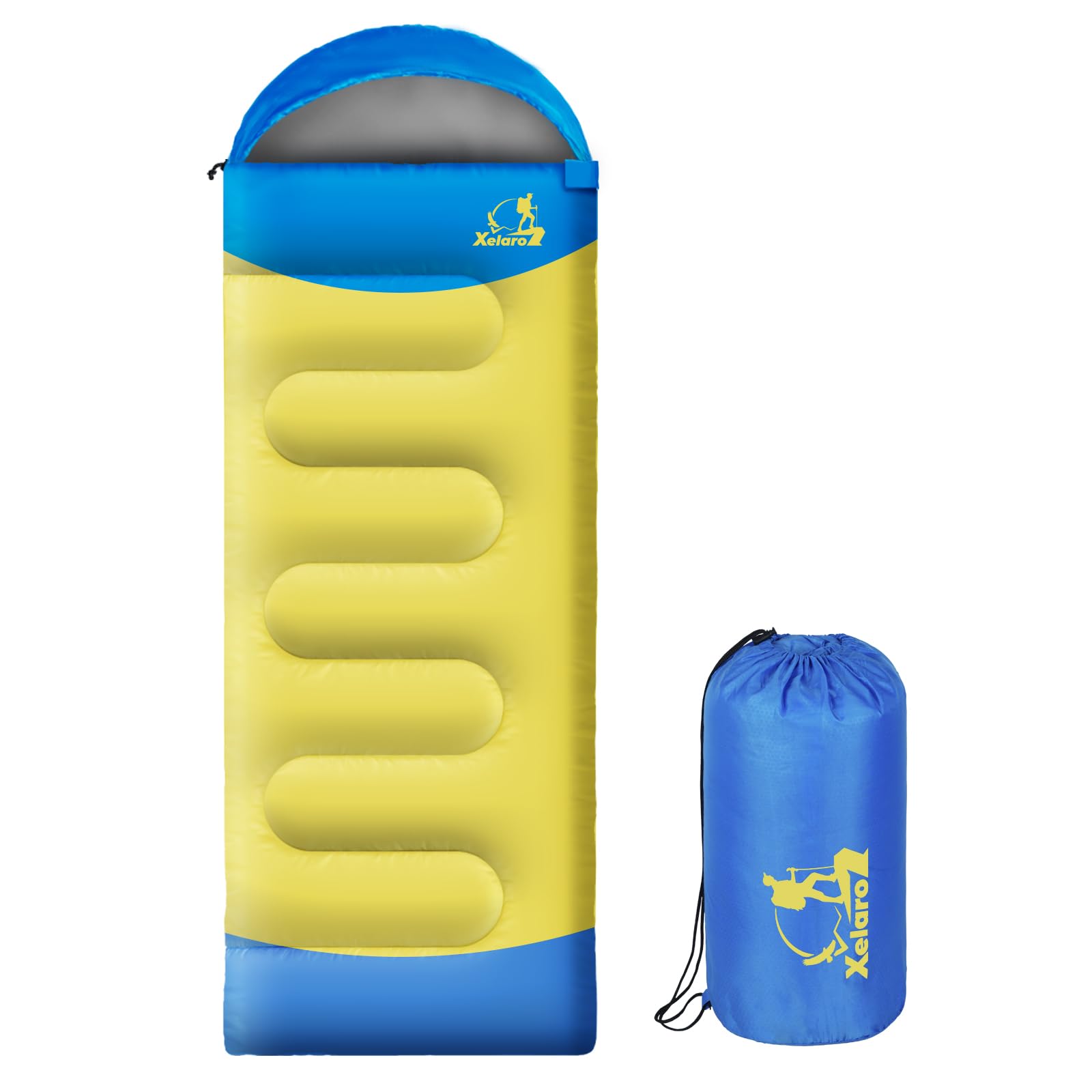 Skar Audio - Sleeping Bags For Adults 3 Season Cold&warm Weather Waterproof Camping Lightweight Hiking Outdoor Travel - Yellow&Blue