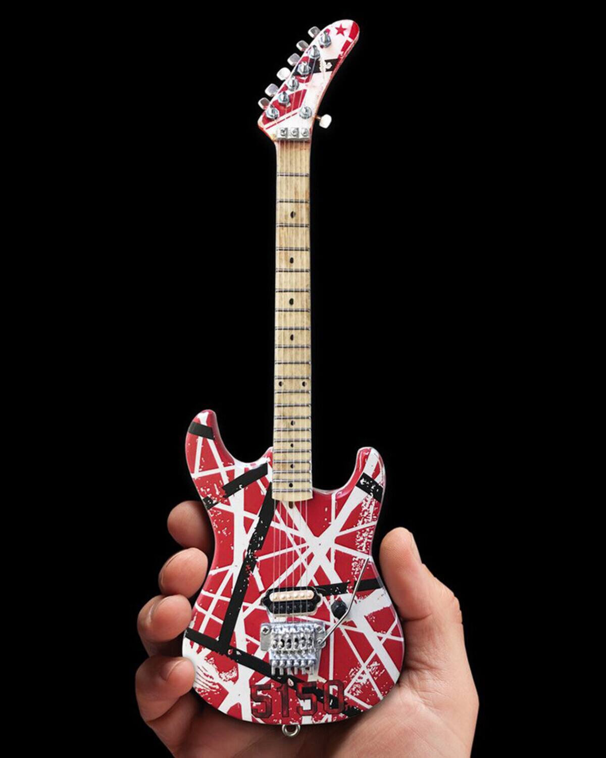 Alt View 2. PopMarket - Eddie Van Halen - EVH - Eddie Van Halen - 5150 Red White & Black Mini Guitar Replica Collectible - COLLECTIBLES - Multicolor.