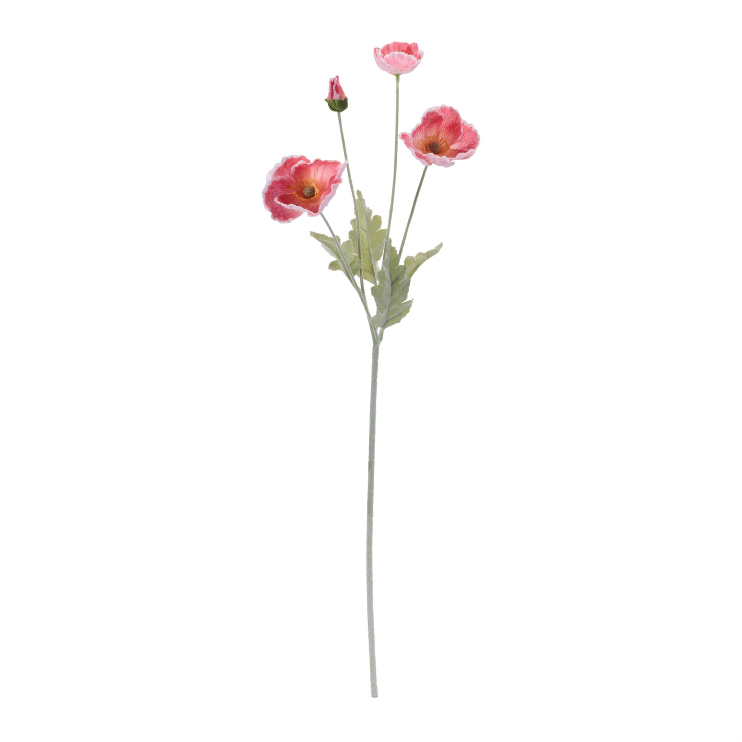 Left. BreeBe - Poppy Floral Spray (Set of 6) - Red, Green.