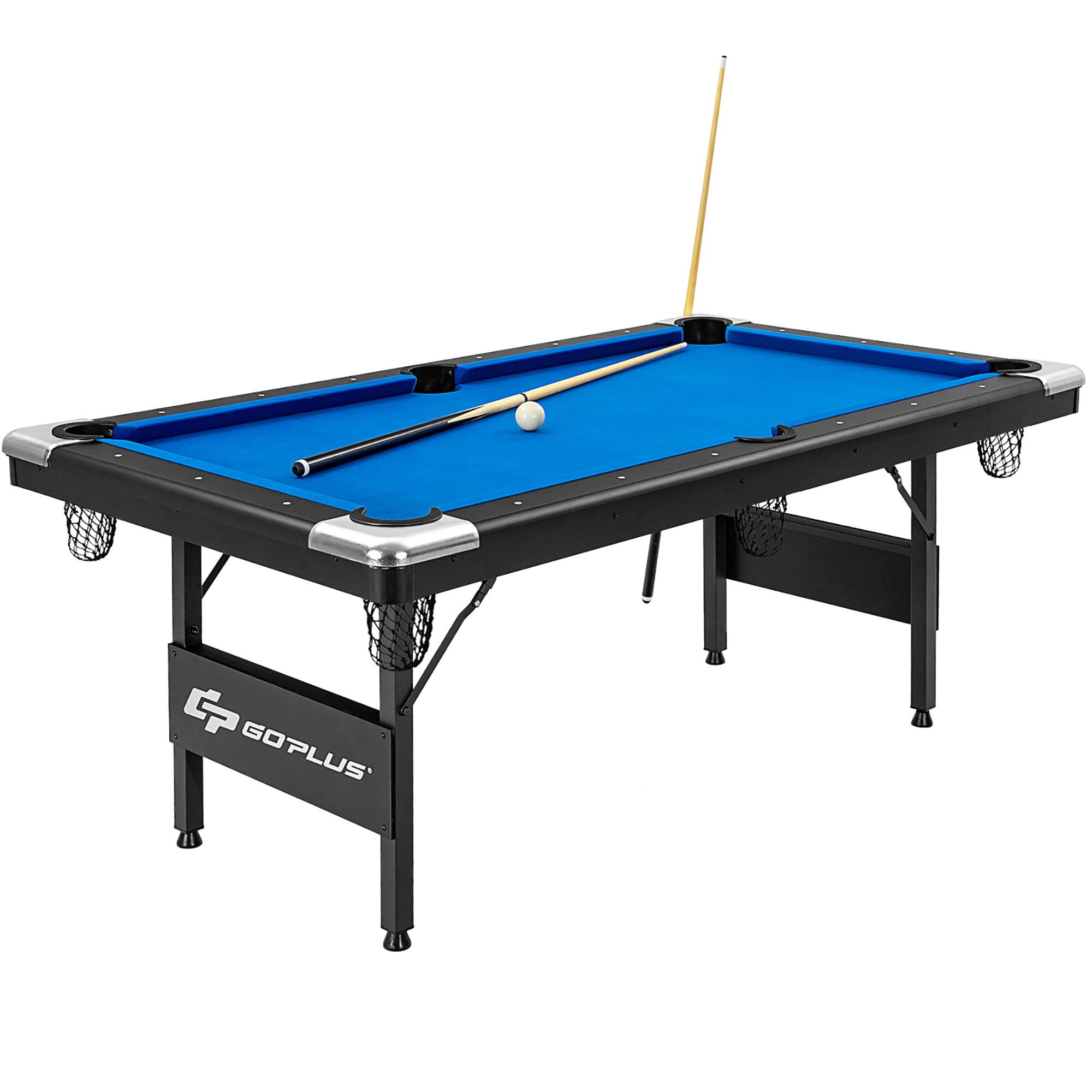 Alt View 17. Costway - 6 FT Billiard Table 76 Inch Foldable Pool Table Perfect for Kids and Adults Blue - Black+Blue.