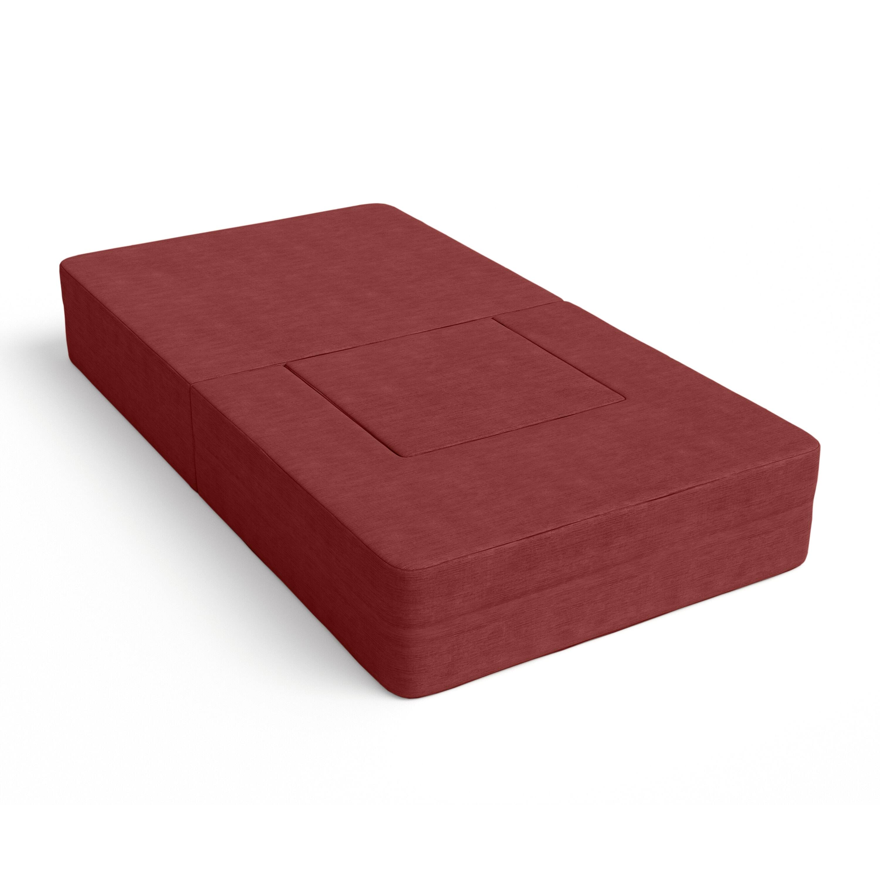 Angle. Jaxx - Jaxx Zipline Convertible Sleeper Futon Chair & Ottoman with Machine-Washable Cover, Berry Red - Berry Red.
