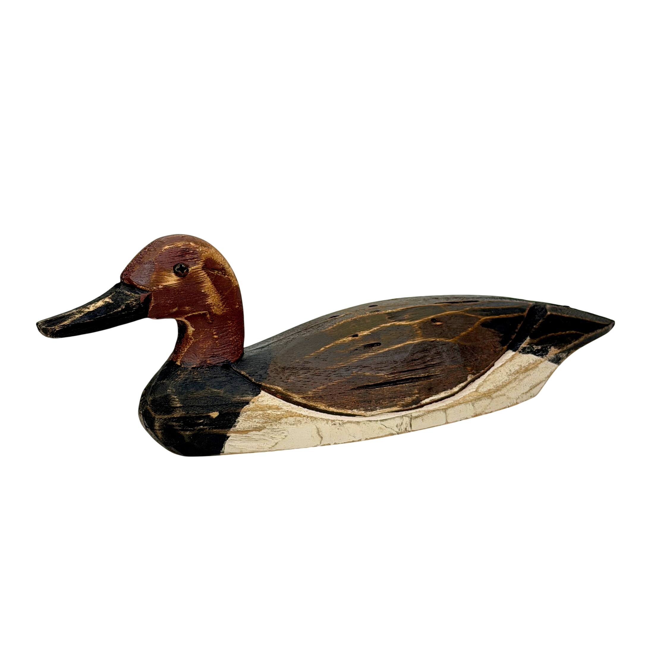 Alt View 2. Things2Die4 - Rustic Hand-Carved Wood Duck Figurine 10.5 Inch Distressed Tabletop Decor - Red/Brown.