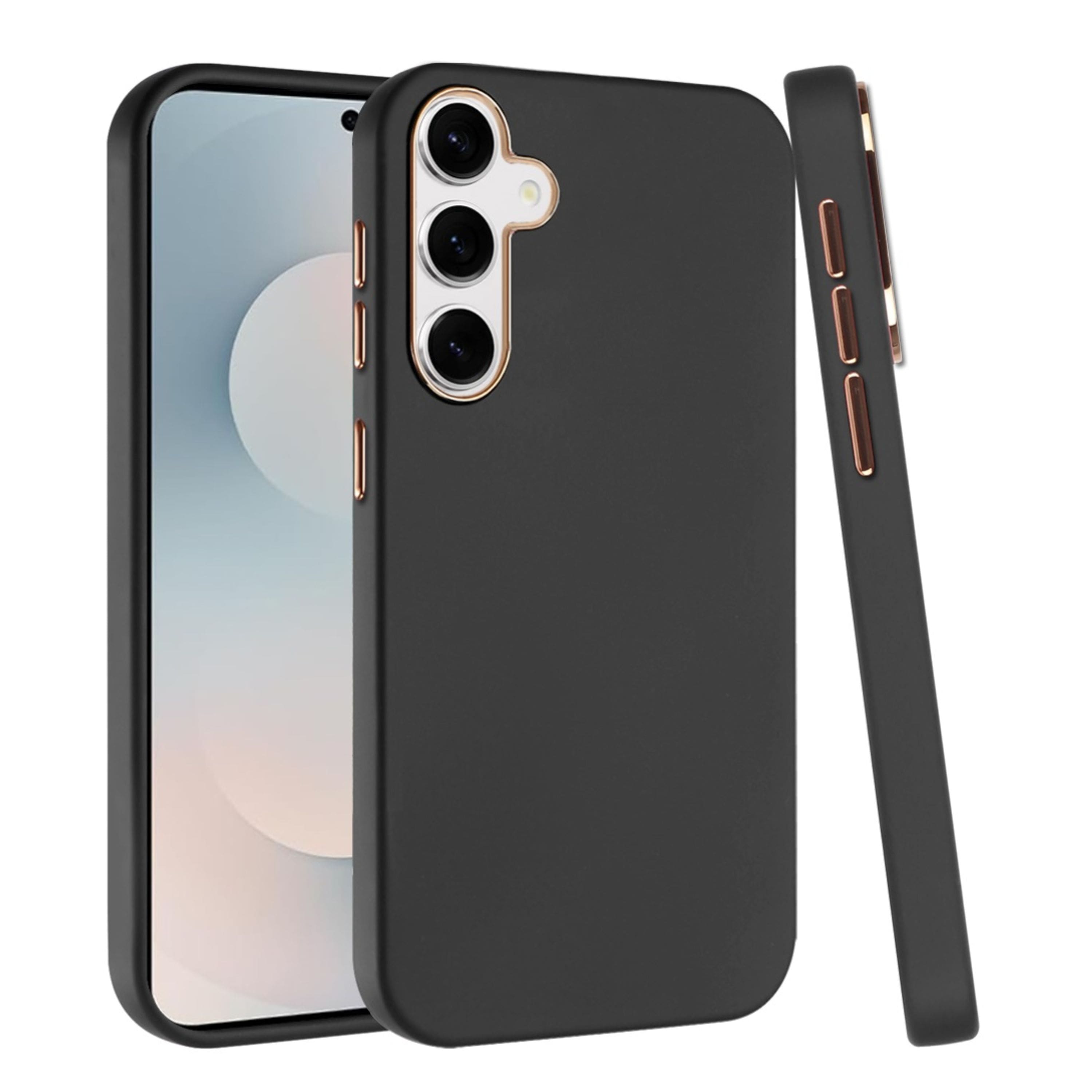 Kitcheniva - Soft Premium Cover Chromed buttons Phone Case With Tempered Glass For Samsung Galaxy S25 FE - Black price history on PriceWatchPro