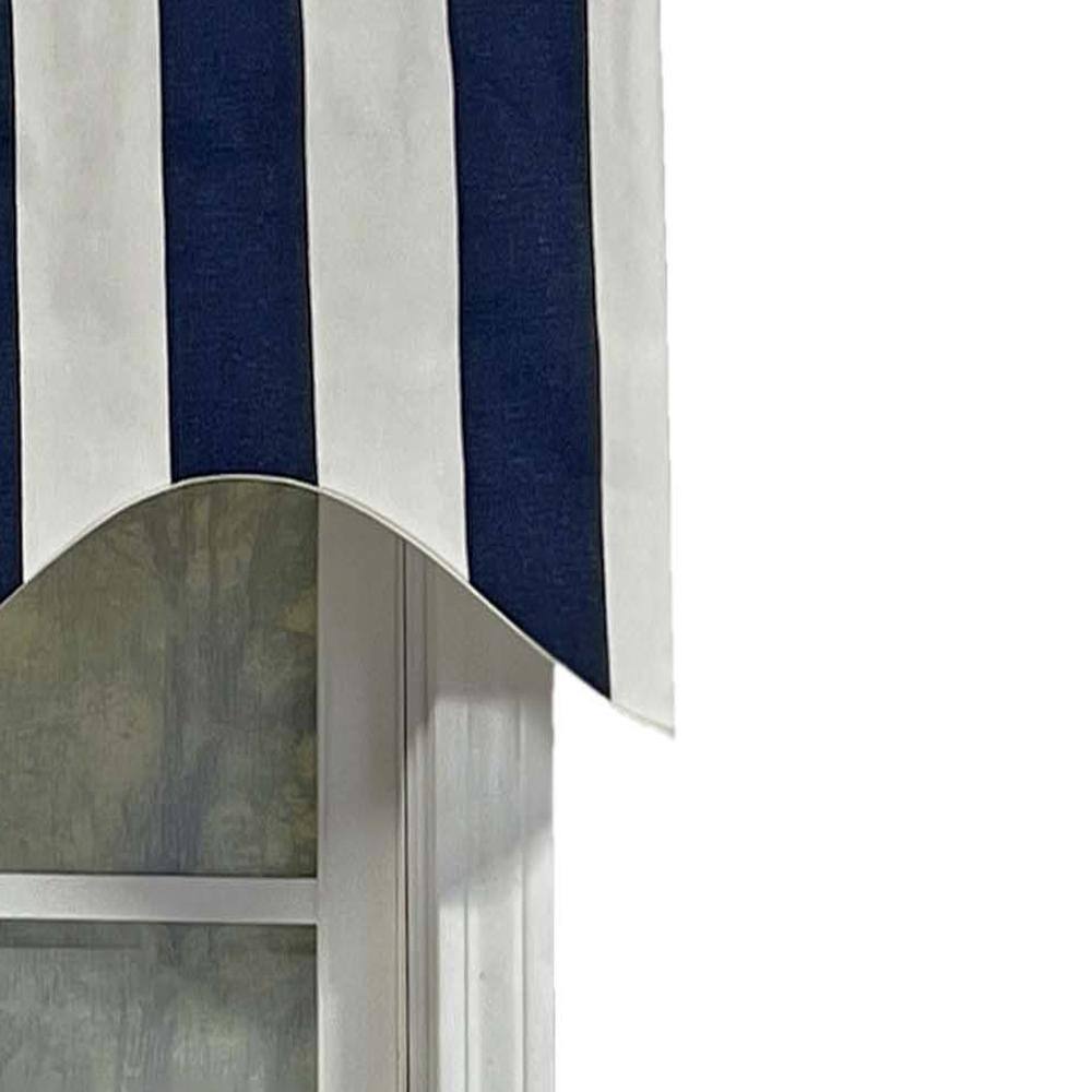 Left. RLF Home - RLF Home Cabana Stripe Design Super Soft 3" Rod Pocket Valance 50" x 17" Navy - Navy.