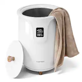 Costway - 20L Towel & Blanket Warmer with 4 Timers&LCD Display.3 Heat Levels,Auto Shut-Off - White
