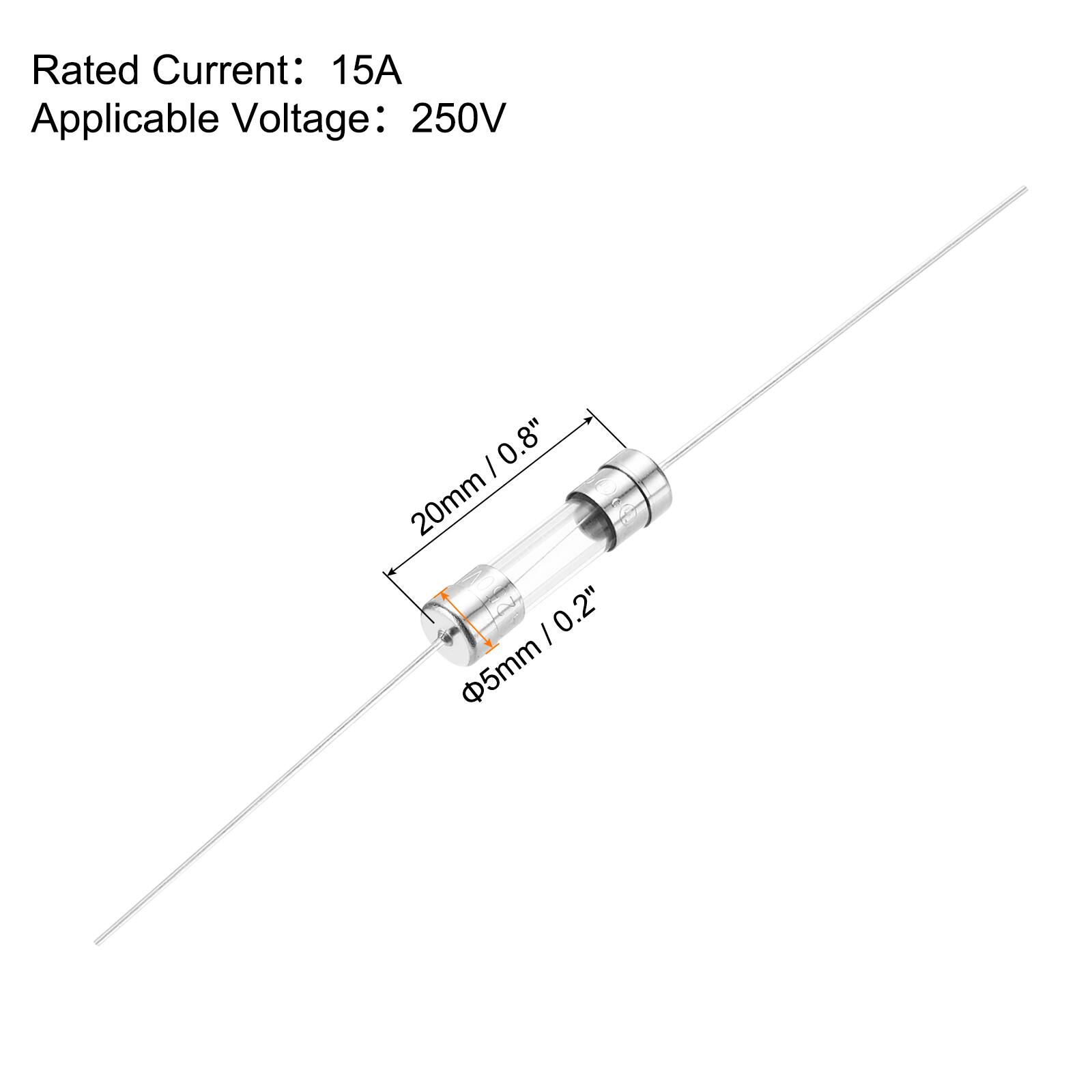 Rated Current: 15A  
Applicable Voltage: 250V  

20mm / 0.8"  
Φ5mm / 0.2"