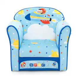 Costway - Kid's Sofa Chair Toddler Upholstered Armchair Wooden Frame Children Couch Blue - Navy