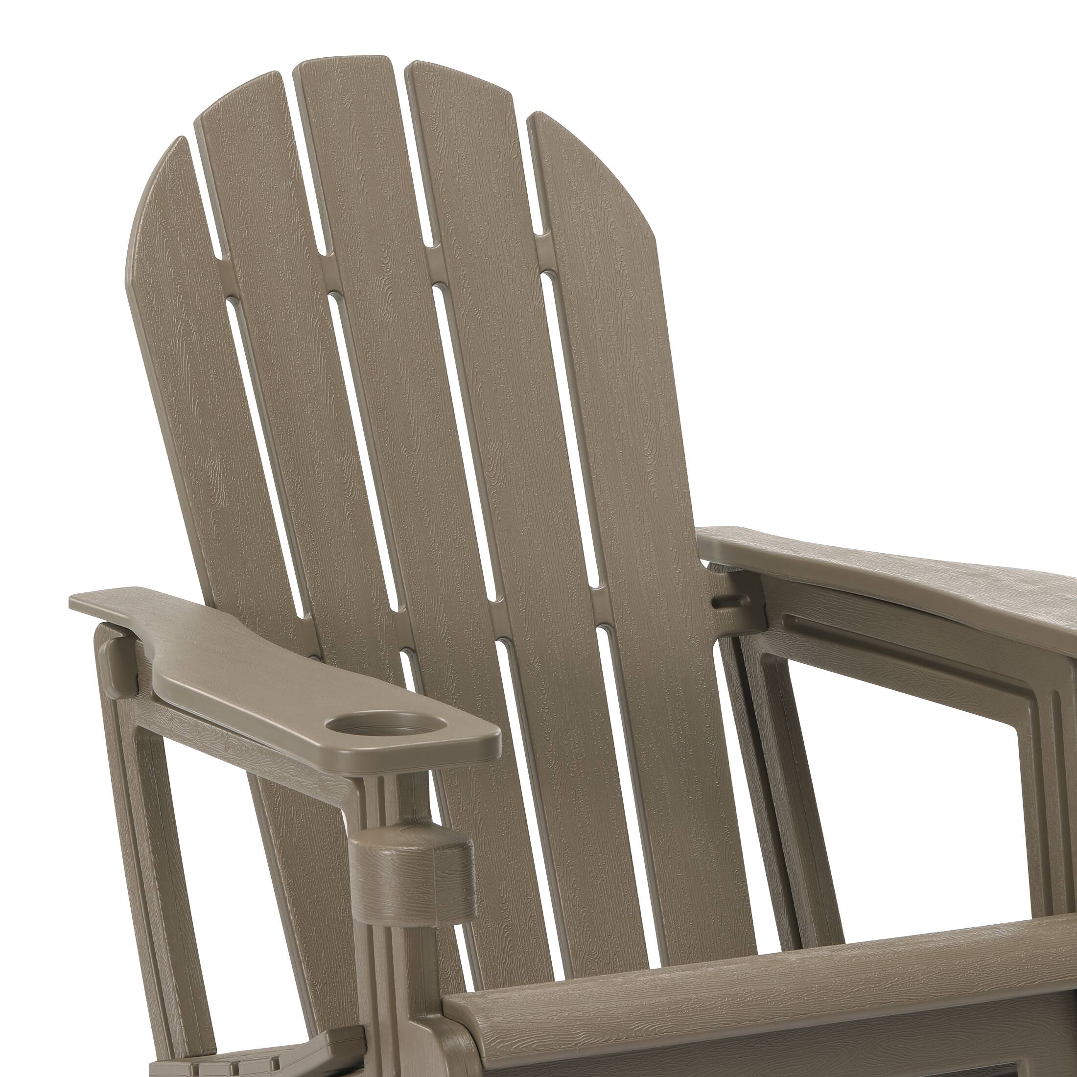 Alt View 3. WestinTrends - WestinTrends Azura Tool-Free Assembly Outdoor Patio HDPE Plastic Adirondack Chair with Cup Holder - Weathered Wood.