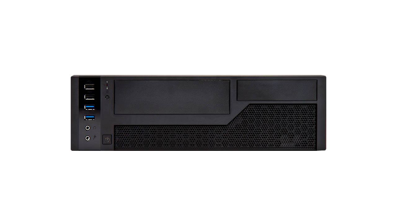 Angle. In Win - CE685 Slim Micro-ATX Mini-ITX Small Form Factor Desktop with 450W TFX PS Pre-Installed, 11.9L, 90mm Front Fan - Black.