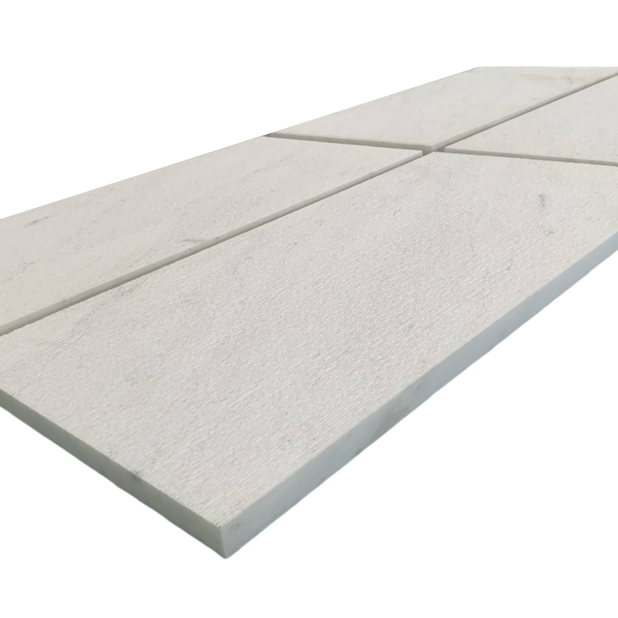 Left. GOODSILO - Premium FS Textured Finished Natural Marble Tiles for Elegant Wall Decorations - White+Natural.