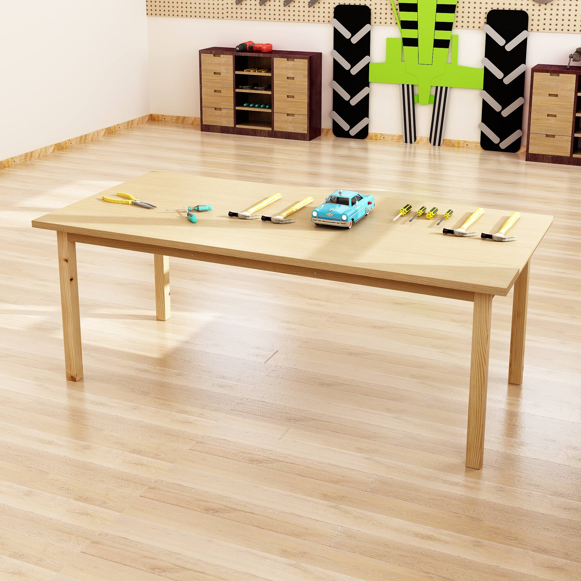 Alt View 2. FUFU & GAGA - FUFU&GAGA Wood Workbench – Durable Workshop & DIY Project Table - Wooden.