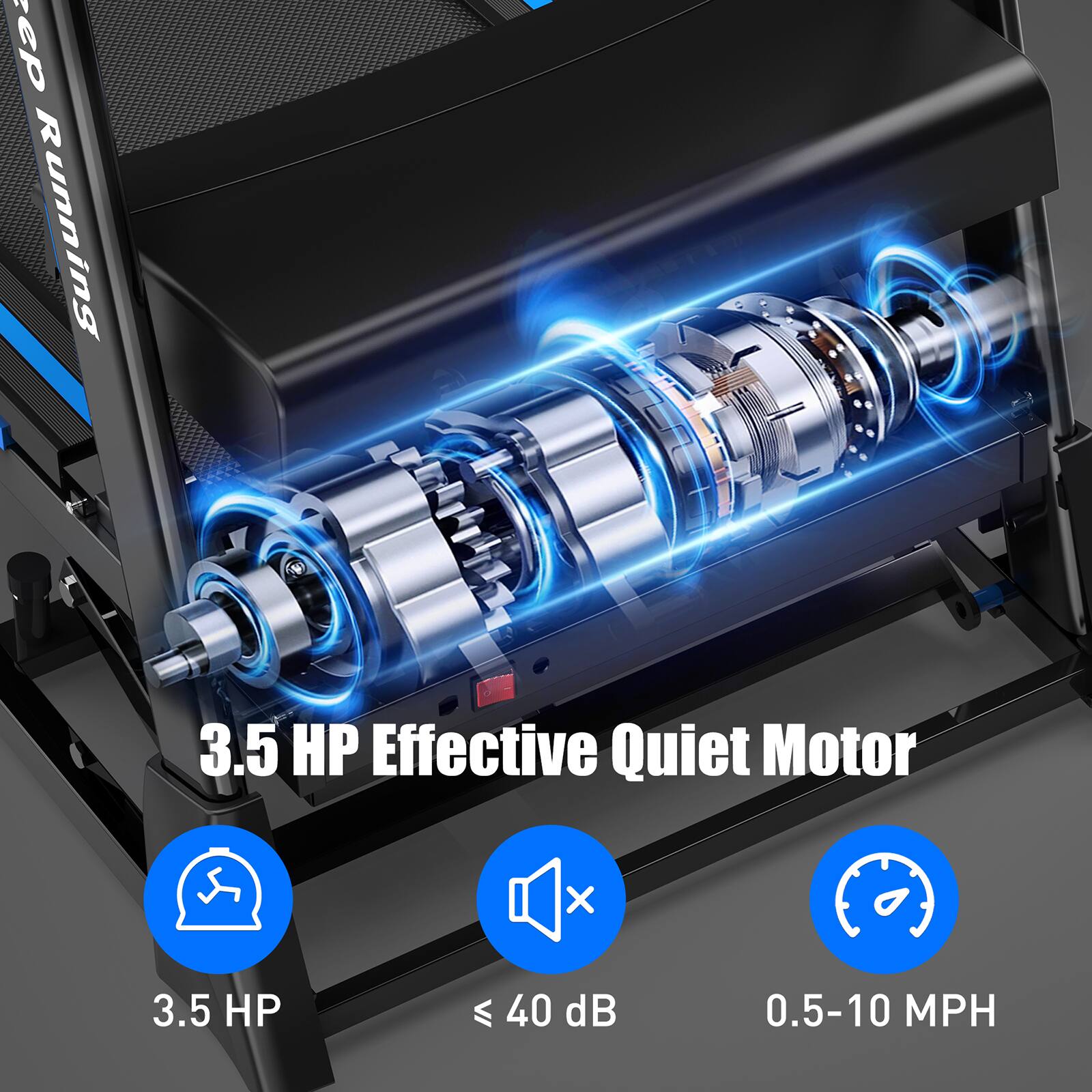 3.5 HP Effective Quiet Motor  
3.5 HP  
≤ 40 dB  
0.5-10 MPH