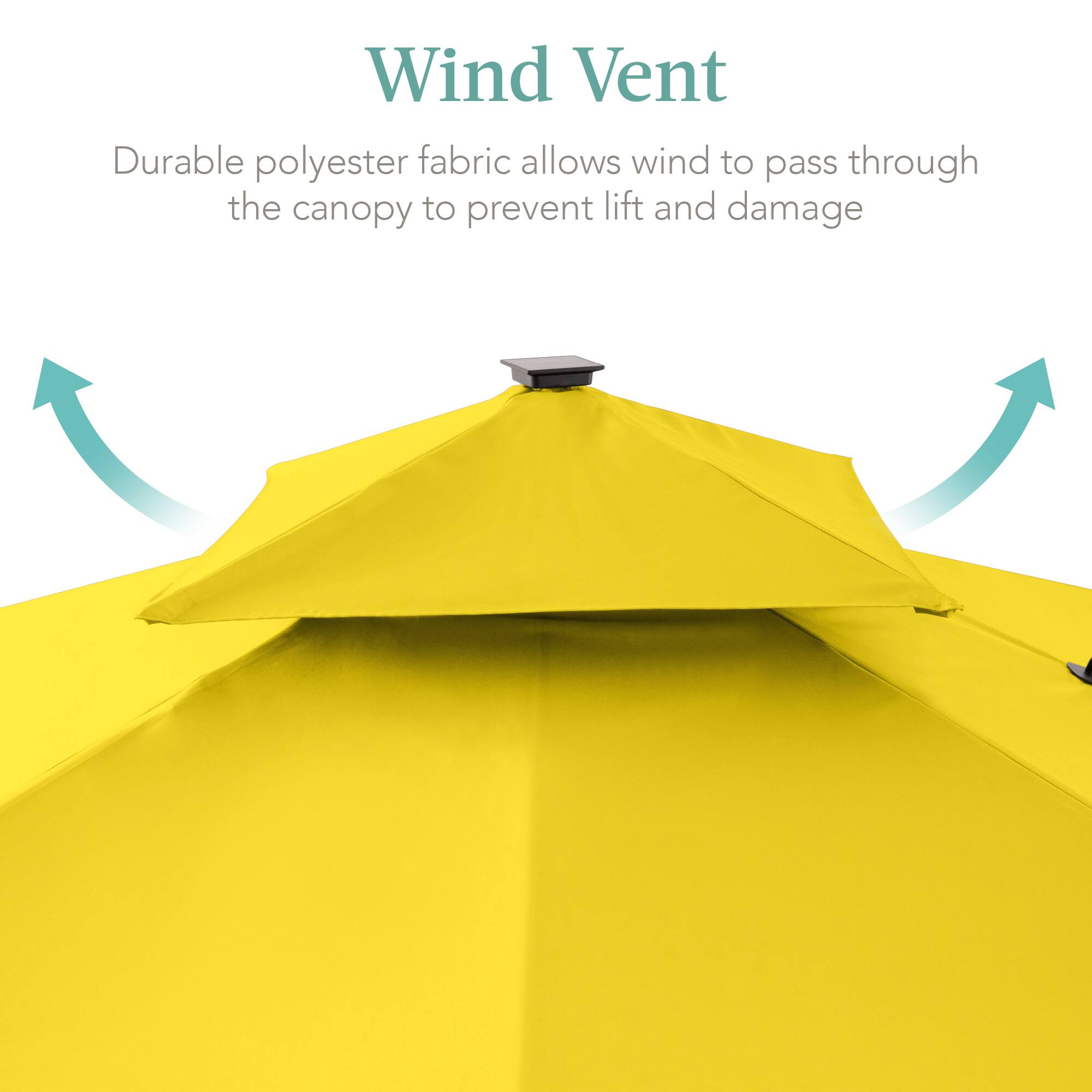 Wind Vent

Durable polyester fabric allows wind to pass through the canopy to prevent lift and damage