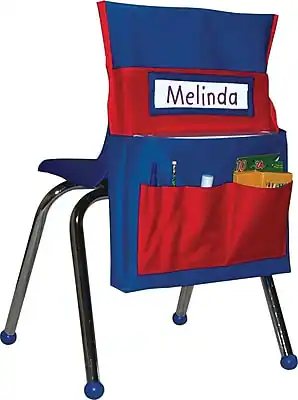 Front. Carson-Dellosa - Chairback Buddy Pocket, Blue with Red Pockets, All Grades - Multicolor.