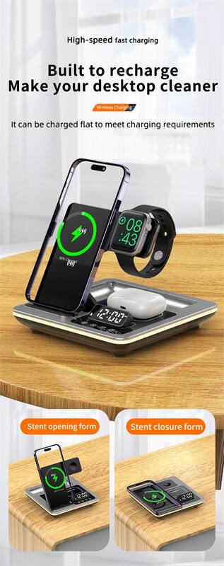 High-speed fast charging

Built to recharge  
Make your desktop cleaner

Wireless Charging

It can be charged flat to meet charging requirements

Stent opening form

Stent closure form