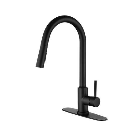 Front. Siljoy - Kitchen Faucet with Pull Down Sprayer - Matte Black.