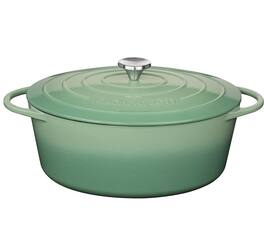 Kuchenprofi - Provence Enameled Cast Iron Oval Dutch Oven, 13" L, 7.4 qt - Jade